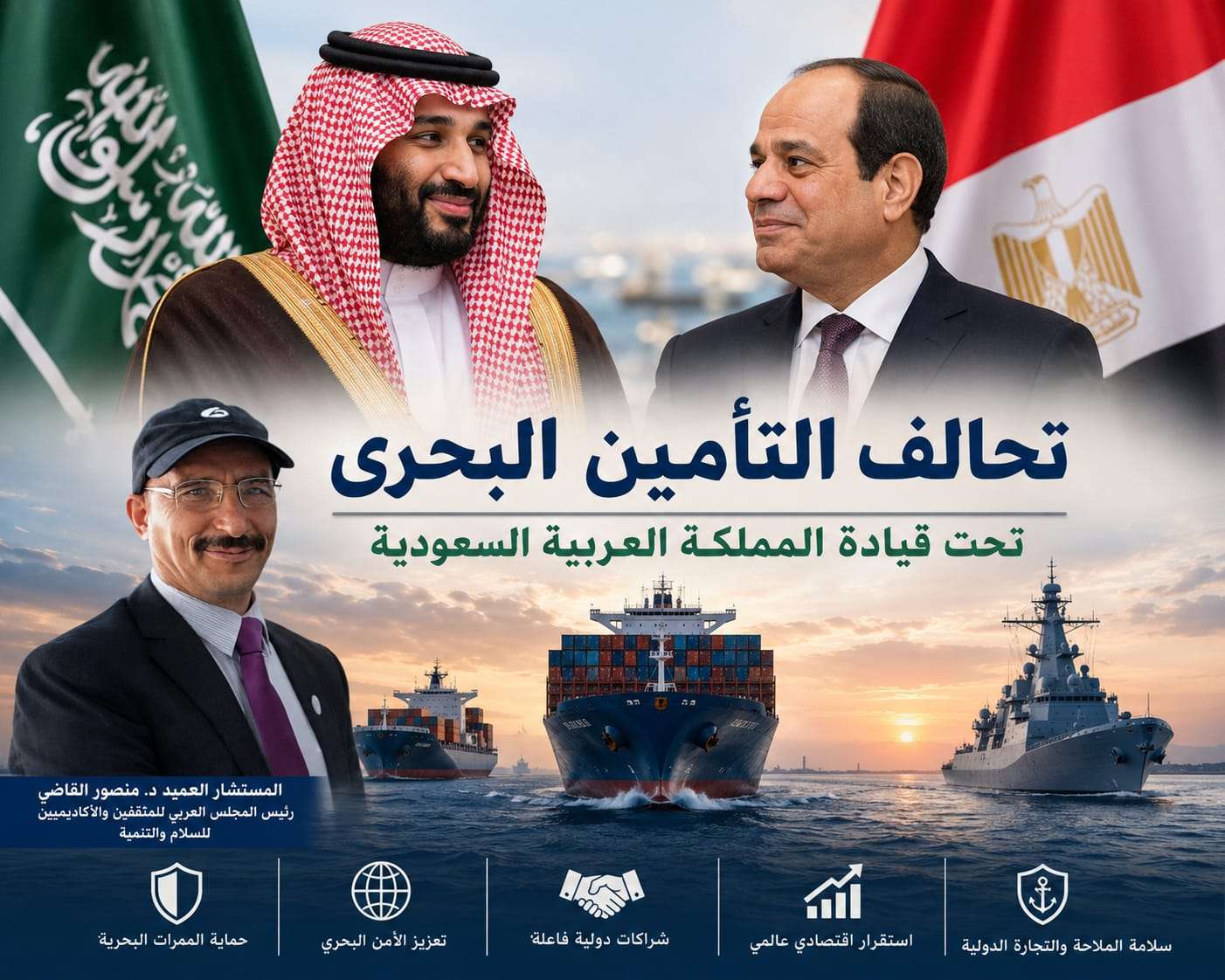 المجلس العربي للمثقفين والأكاديميين للسلام والتنمية يشيد بالدور السعودي في تعزيز أمن الملاحة البحرية