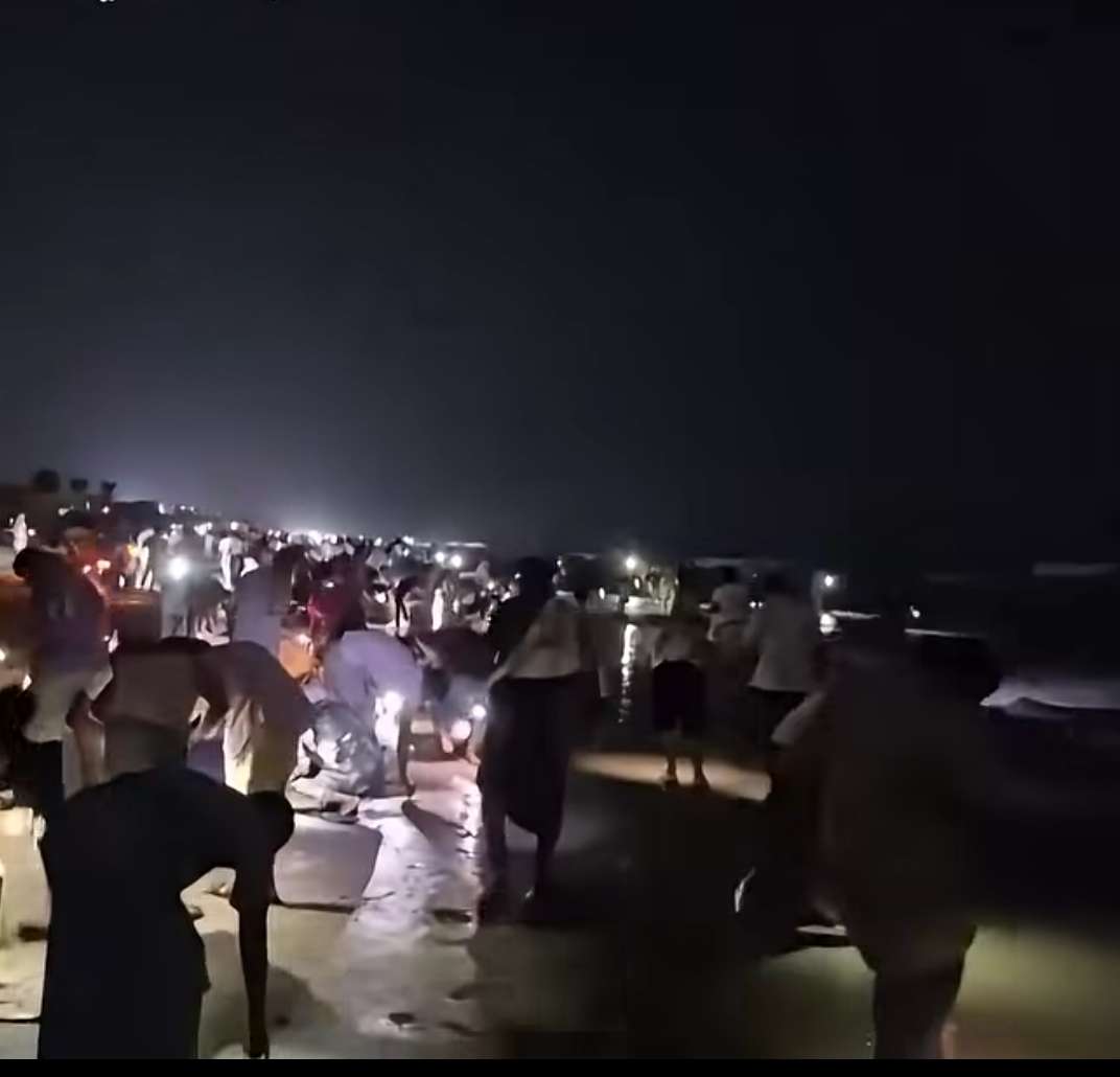 عاجل | توافد أعداد كبيرة من المواطنين إلى شاطئ خلف بحضرموت بحثًا عن العنبر